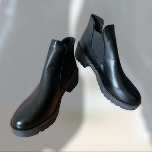 Black Faux Leather Ankle Booties - size 39